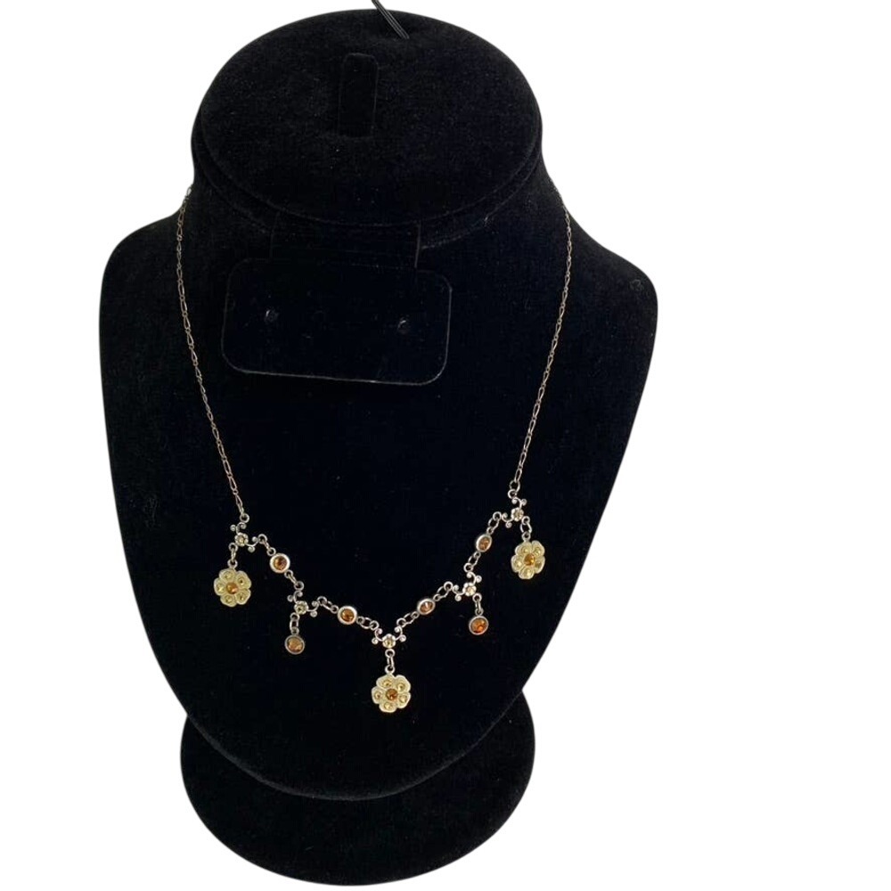 Anne Koplin Designs amber stone‎ floral necklace